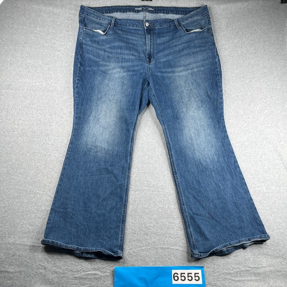 Old Navy WOW Flare High Rise Denim Jeans Womens Size 24 Blue Distressed